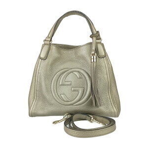 Gucci Interlocking GG Soho Handbag Gold Leather Shoulder Bag Tassel